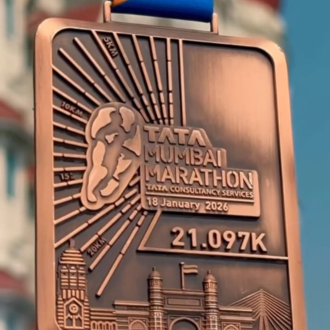 Premium Antique Copper Tata Mumbai Marathon 2026 Half-Marathon Finisher Medal