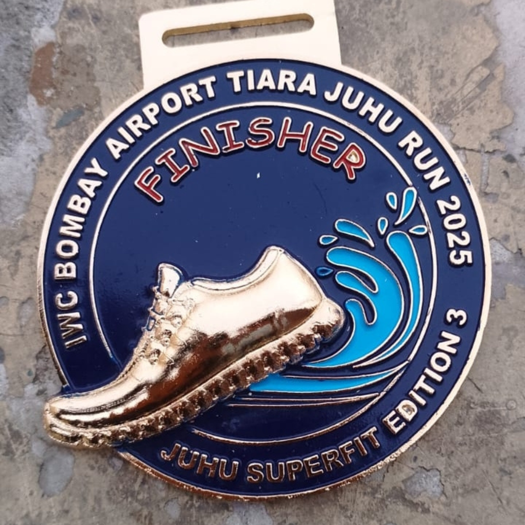 Custom 3D Embossed Juhu Superfit Edition 3 Finisher Medal – IWC Bombay Airport Tiara Juhu Run 2025