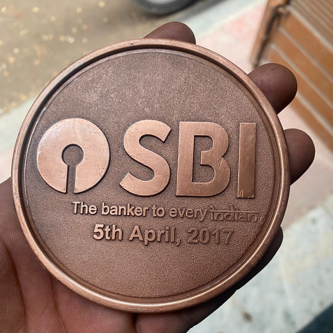 State Bank of India (SBI) Commemorative Antique Bronze Coin Medal – “The Banker to Every Indian”