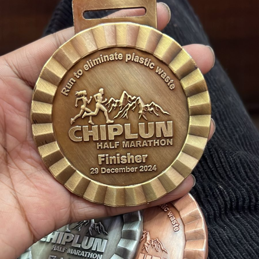 Premium Trio Series Chiplun Hill Marathon 2024 Finisher Medals Gold, Silver, & Bronze Edition